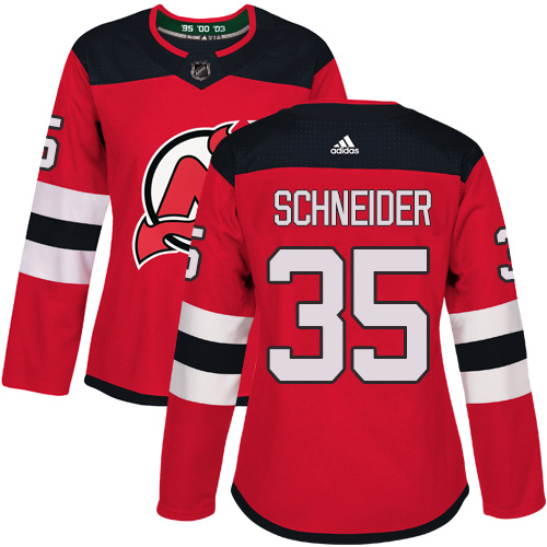Adidas New Jersey Devils #35 Cory Schneider Red Home Authentic Women Stitched NHL Jersey->women nhl jersey->Women Jersey